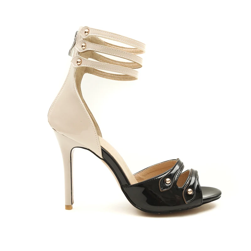Size Rosso Big Toe Party Donna Sandali 2018 New Open Shoes Stiletto Wetkiss High Blu Heels Ladies Rivet Super Summer Nero Zipper w4Ax1RaqT