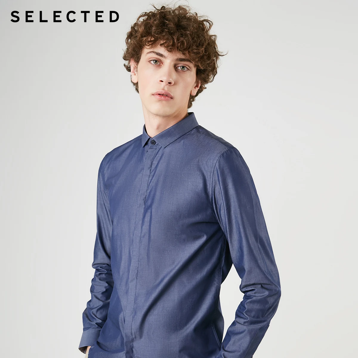 

SELECTED Men's 100% Cotton Slim Fit Long-sleeved Shirt S|419105515