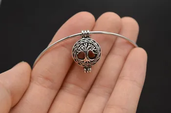 

1pc Lava Tree of Life Small Locket Aromatherapy Essential Oil Diffusing Bracelets Expandable Bangles B-29-1