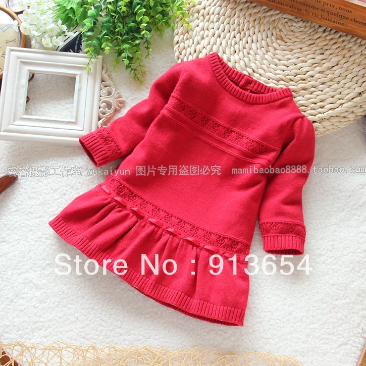 Free shipping Retail new 2015 Spring autumn baby sweater dress kids
