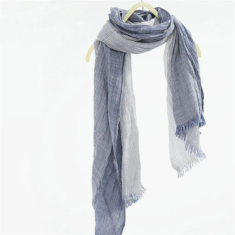 Unisex Men Women Ombre Shawl Spring Summer Cotton Blend Gradient Scarves Hijab Casual Male Scarves Crinkle Global Scarf YG367 knitted scarf cashmere scarf tactical scarf neck tube scarf fleece scarf polar fleece scarf hair ribbon scarf