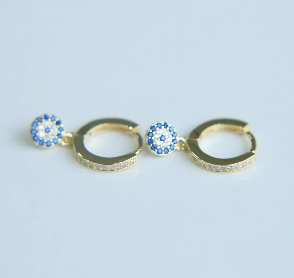 2017 new arrive small dots charm pave blue turquoises stone clip on dangle ladies fashion rose gold color earring