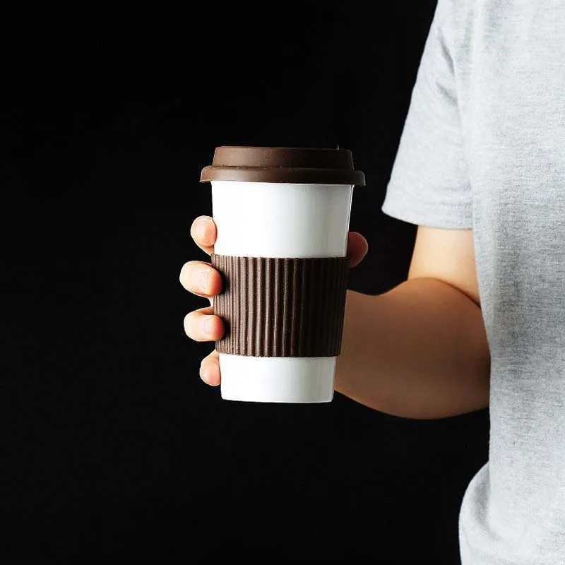 

Cute Coffee Mug Ceramic Cup Travel Coffee Mug With Silicone Lid For Tea and Coffee Custom Coffee Cup