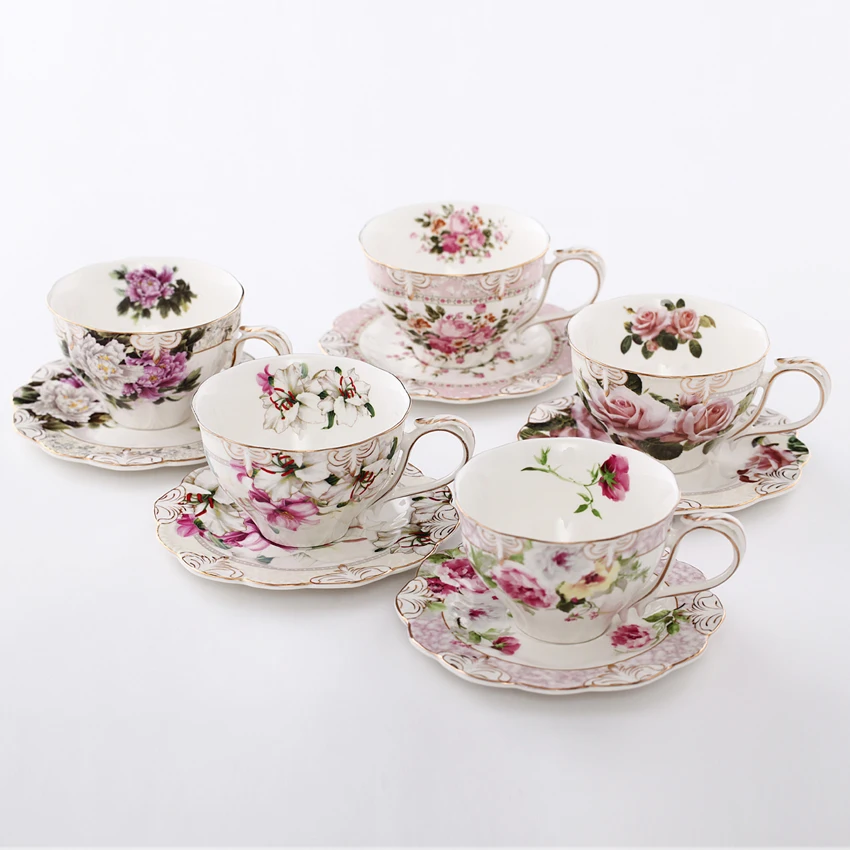 Free shipping European high grade coffee cup and saucer set South Korean exports ceramic cup 5