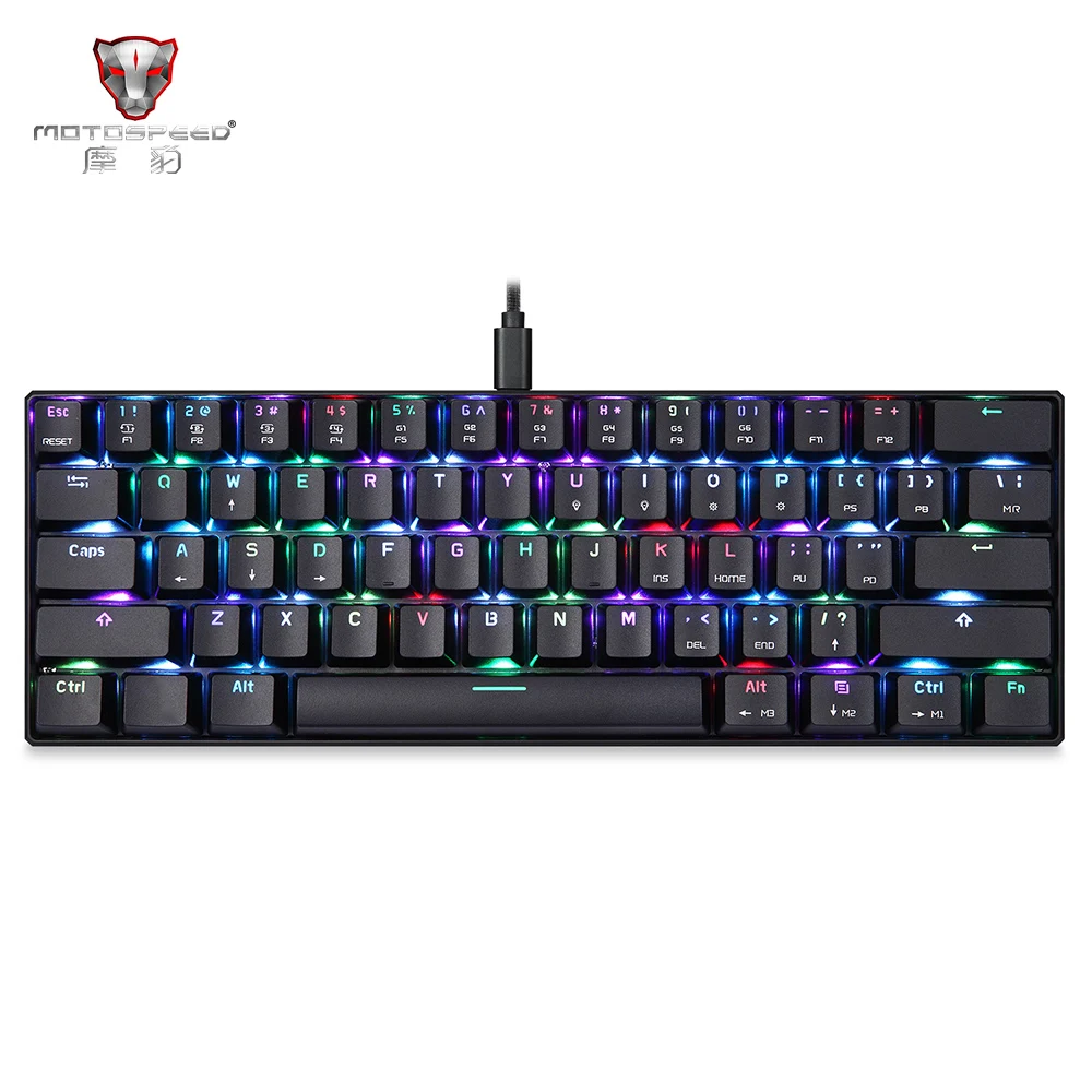 Online MOTOSPEED CK61 NKRO Teclado mecánico luz de fondo RGB con caja de cambio de teclado para juegos 2ms velocidad de respuesta todas las teclas Anti fantasma