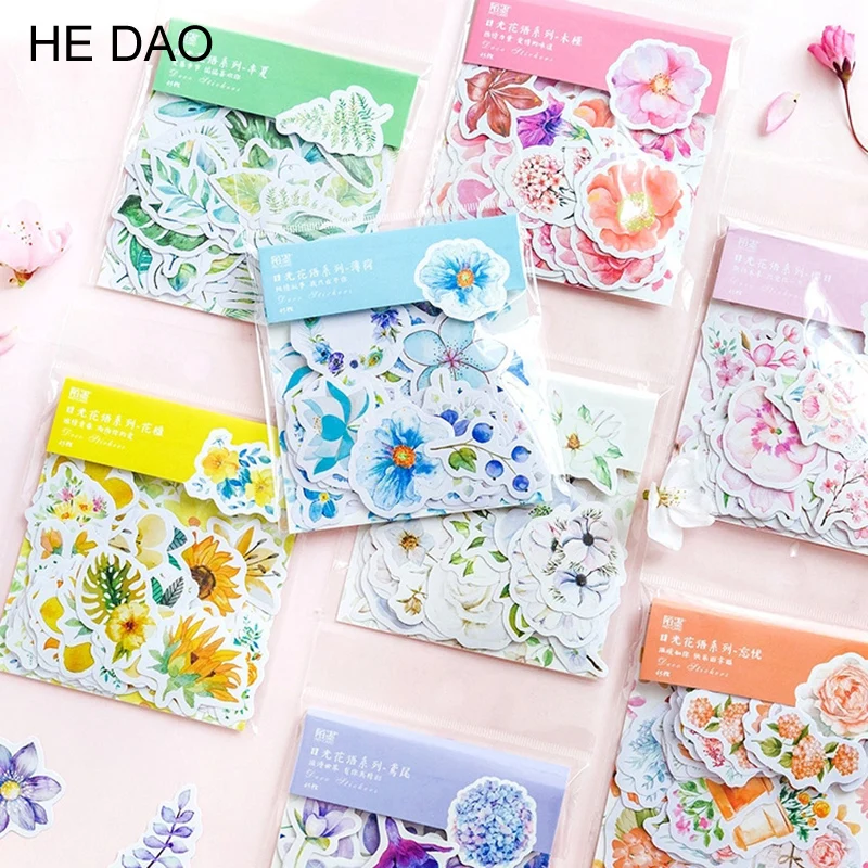 

45 Pcs/Pack Mohamm Kawaii Japanese Decoracion Journal Cute Diary Flower Stickers Scrapbooking Flakes Stationery School Supplies