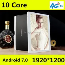 Newest Android 7.0 Deca Core 10” Tablet PC 4GB RAM 64GB ROM inch 1920X1200 8MP 6000mAh WIFI GPS 4G LTE free shipping
