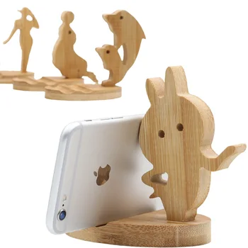 

100pcs/lot Natural Bamboo Mobile Phone Watch Holder Desk Table Stand For Iphone 7P X Bamboo Cell Phone Desktop Tablet Holder