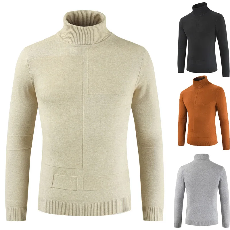 Winter Men's Warm Sweater Turtleneck Brand Clothing Slim Fit Sweaters