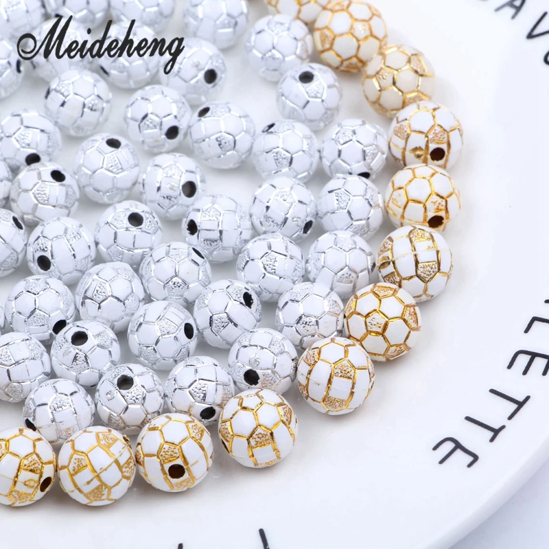 Lot 8 beads round acrylic slics silver-gold 18 mm