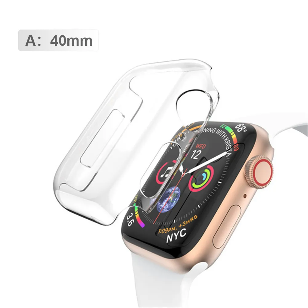 Силиконовый Жесткий Чехол для Apple Watch Series 4 44 мм 40 мм PC защитный чехол s для Iwatch Универсальная крышка ультра-тонкая прозрачная рамка