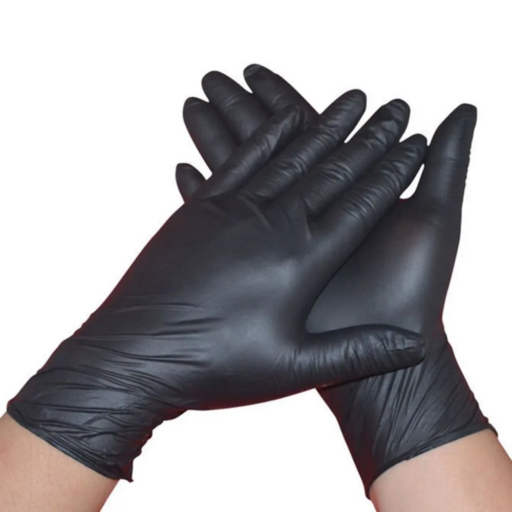 100 шт./компл. бытовые моющие одноразовые механик перчатки черные нитриловые лаборатория ногтей антистатические перчатки