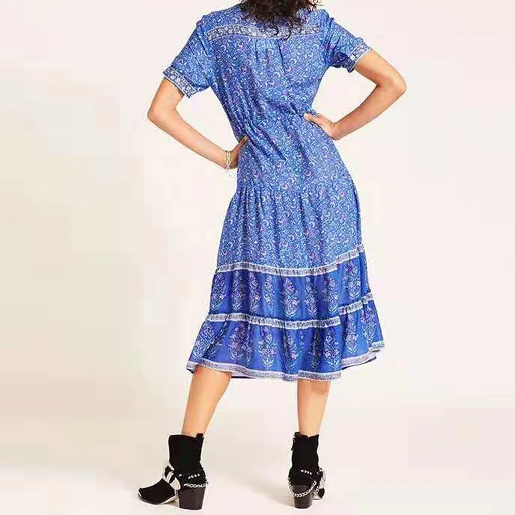 Женское длинное платье Boho модное летнее пляжное большого размера для вечеринки