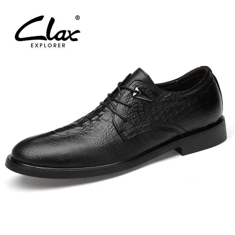 

CLAX Men formal shoes 2019 spring autumn Man dress shoe genuine leather Male social shoe alligator wedding footwear