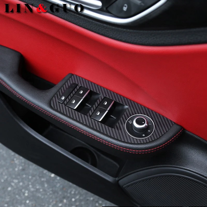 

4pcs Car Door handle panel Trim Decoration 5D carbon fiber sticker For Alfa romeo Giulia car styling accessories