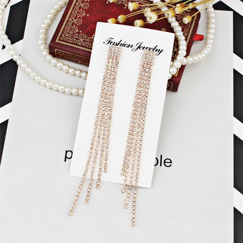 Trendry Earrings for Women's Fashion Alloy Full Drill Pendant Long Earrings Jewelry for gift Dangle Earrings Brincos J05#N (8)