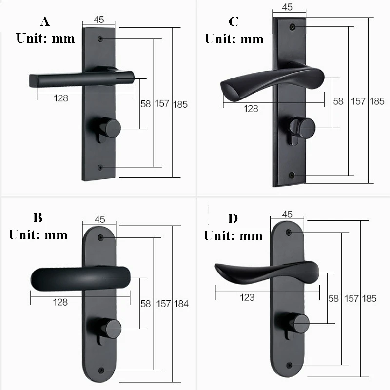  Space Aluminum Key Door Lock Continental Bedroom Interior Mute Bearing Door Handle Lock For 35-45mm - 33014828102