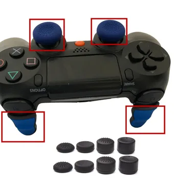 

Rubber Extended L2 R2 Trigger Buttons Extender Pro For PS4 Pro PS4 Slim PS4 Controller Gamepad Extenders with 10 Thumbstick caps