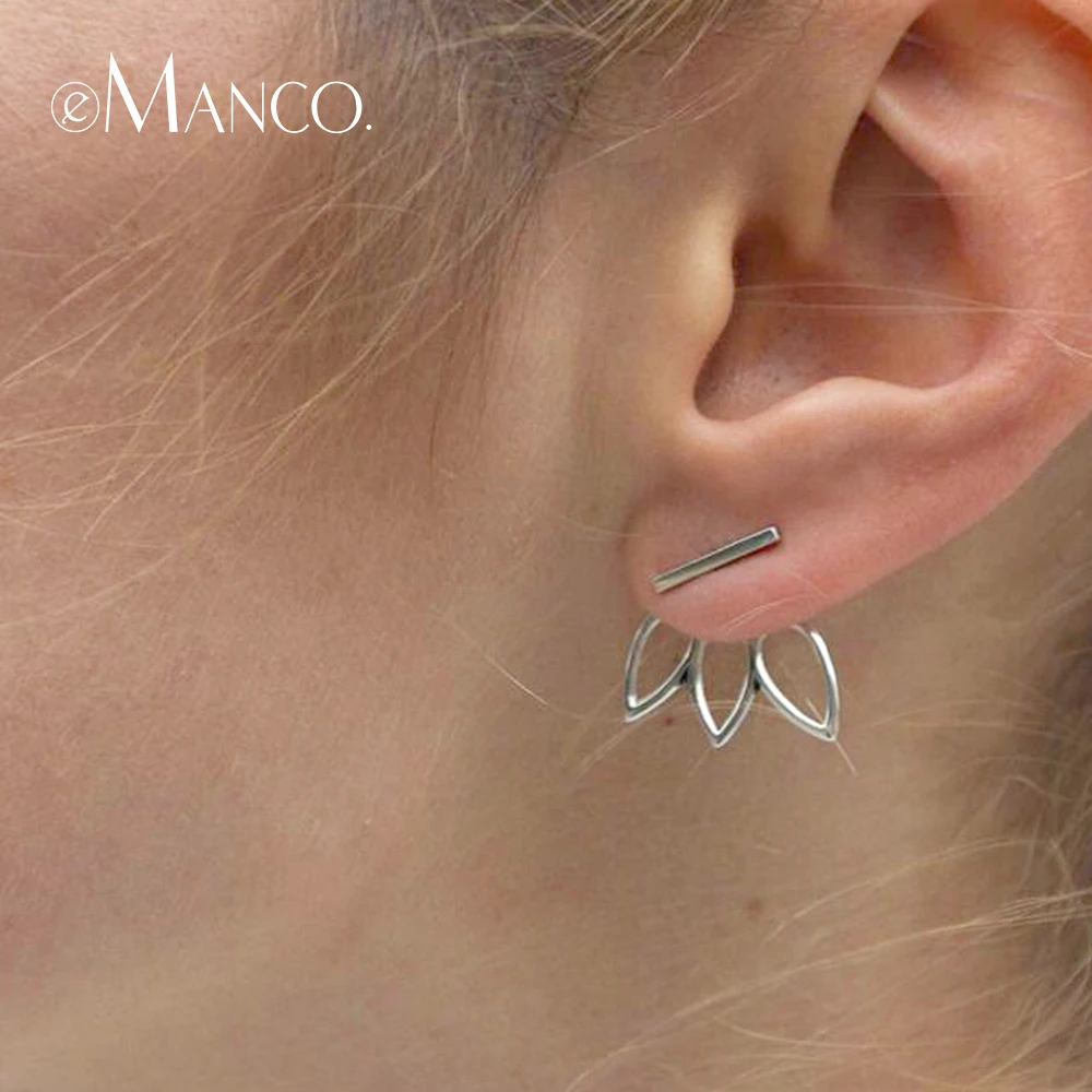 

eManco Lotus Silver Stud Earrings 925 Sterling Silver Simple Earring Gifts For Women Geometric shapes Individuality Fine Jewelry
