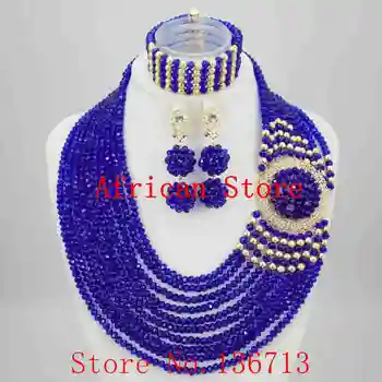 

Pretty Nigerian Wedding African Beads Jewelry Set Crystal Necklace Bridal Jewelry Sets Statement Necklace Free Shipping SD102-7