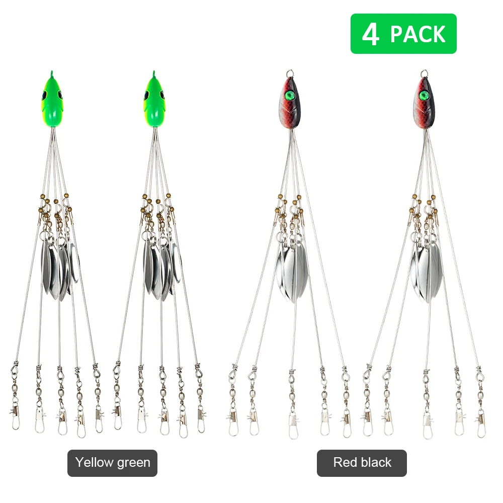 4PCS Umbrella Fishing Baits Lures Bass Fishing Rigs Five Arm Blades