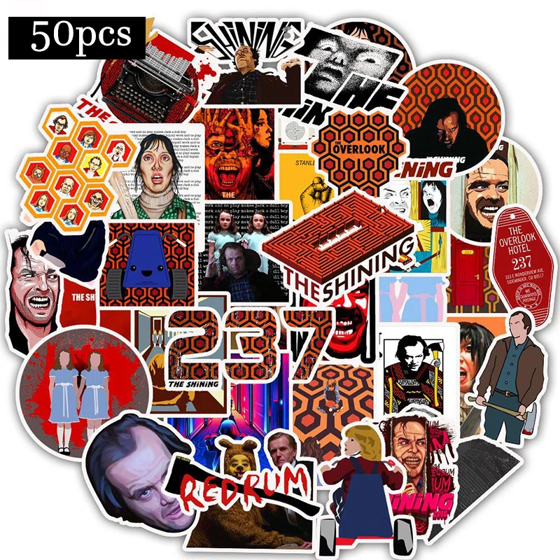 

50pcs Horror Movie The Shining Sticker Waterproof Terror Stickers For Luggage Laptop Skateboard Phone Guitar Kids Toy Sticker