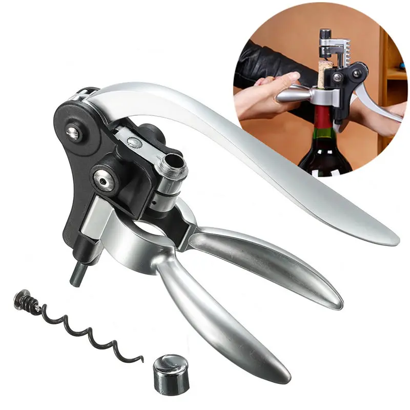 Lever Arm Operated Corkscrew Red Wine Bottle Opener Tool Foil Cutter