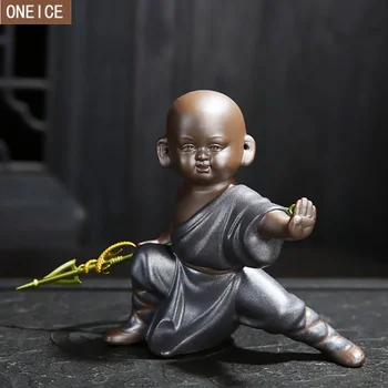 

Kungfu small monk Buddha statue ceramic home decoration accessories Chinese tea set sculpture Buddha statue best gift Crafts