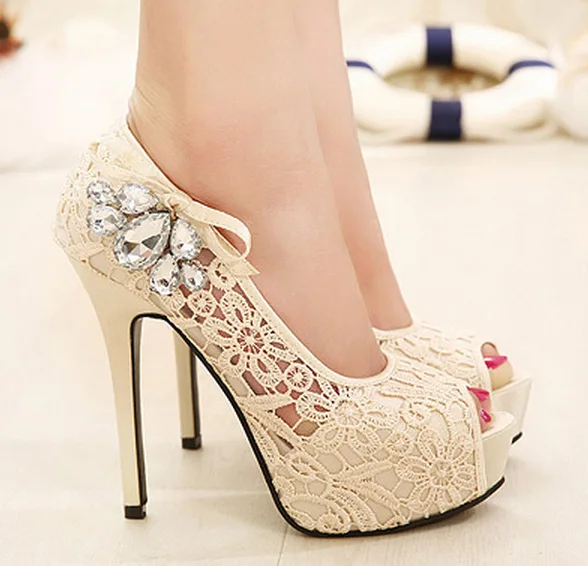 HIZCINTH High Heels Diamond Sexy Club Platform Sandals Fish Mouth Thin Heels Peep Toe Shoes 