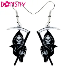 Bonsny Dichiarazione Acrilico Halloween Morte Reaper Orecchini di Goccia di Modo Ciondola I Monili Punk Per Le Donne Ragazze Adolescenti Pendenti e Ciondoli Commercio All'ingrosso