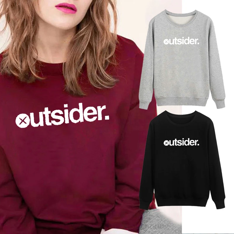 

WS0178 Women Simple Long Sleeve Pullovers Unisex Outsider Sweatshirt