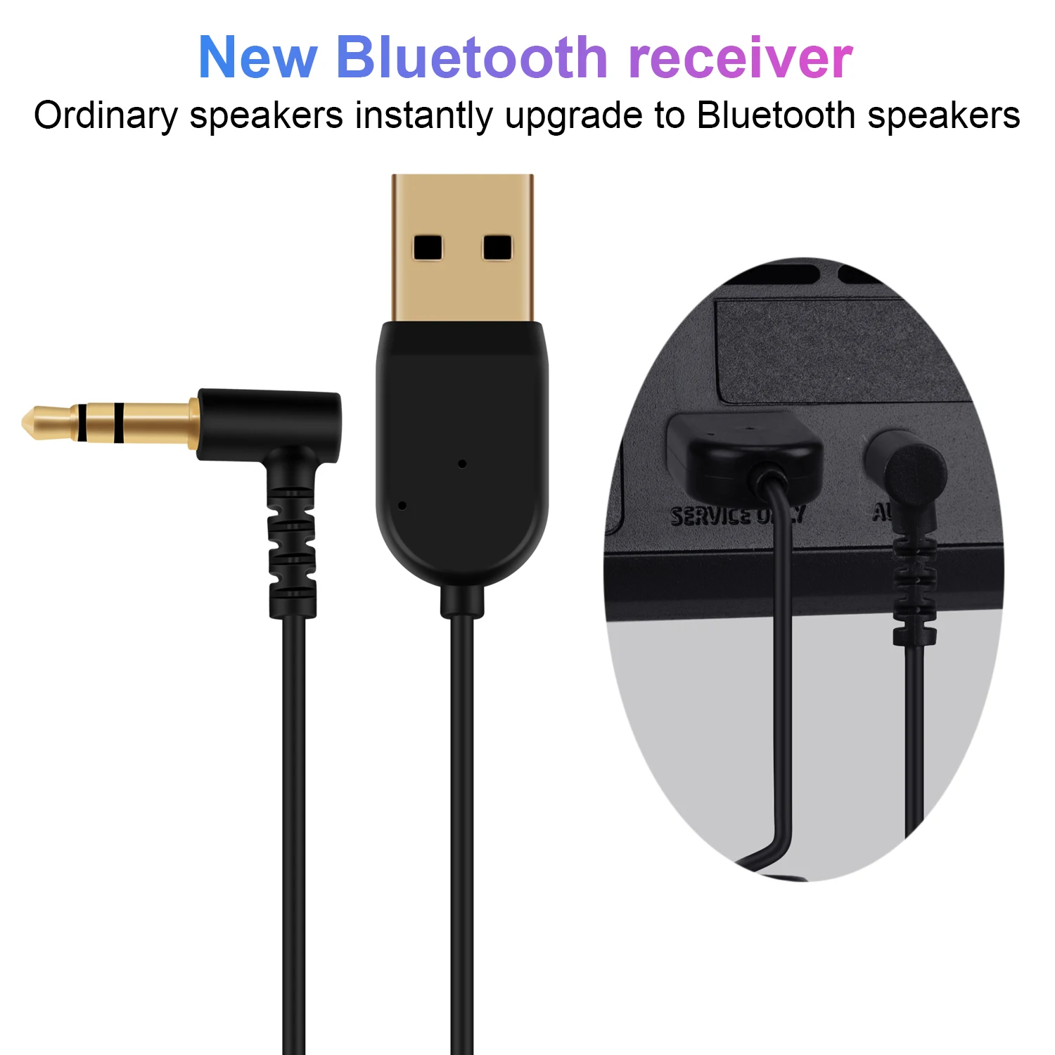 GOOJODOQ 3.5mm Mini USB 2.0 Bluetooth V5.0 Adjustable Receiver Adapter For Car Speaker AUX Interface Speaker