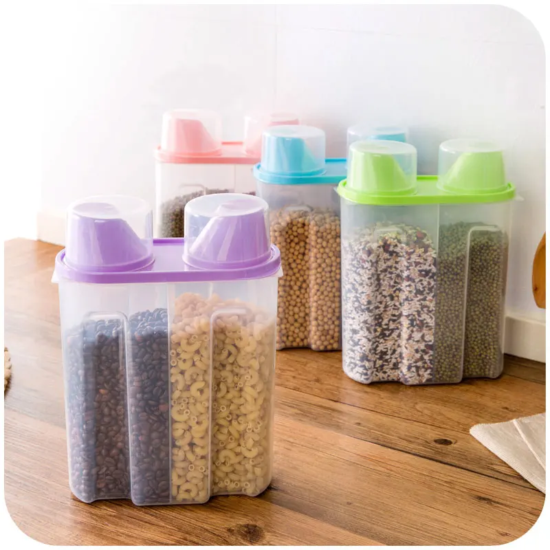 2 решетки пластиковые пищевые цельнозерновые Герметичные банки прозрачные кухонные контейнеры для хранения еды прямоугольник контейнер для хранения