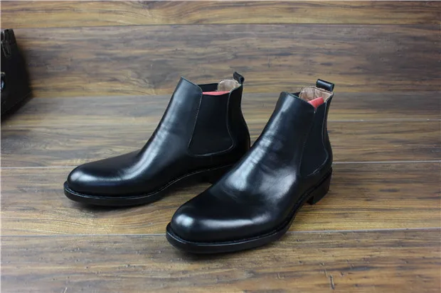 Sipriks/мужские черные ботинки «Челси»; импортные итальянские ботильоны из телячьей кожи; зимняя теплая шерстяная модельная обувь без застежки; Goodyear Welted