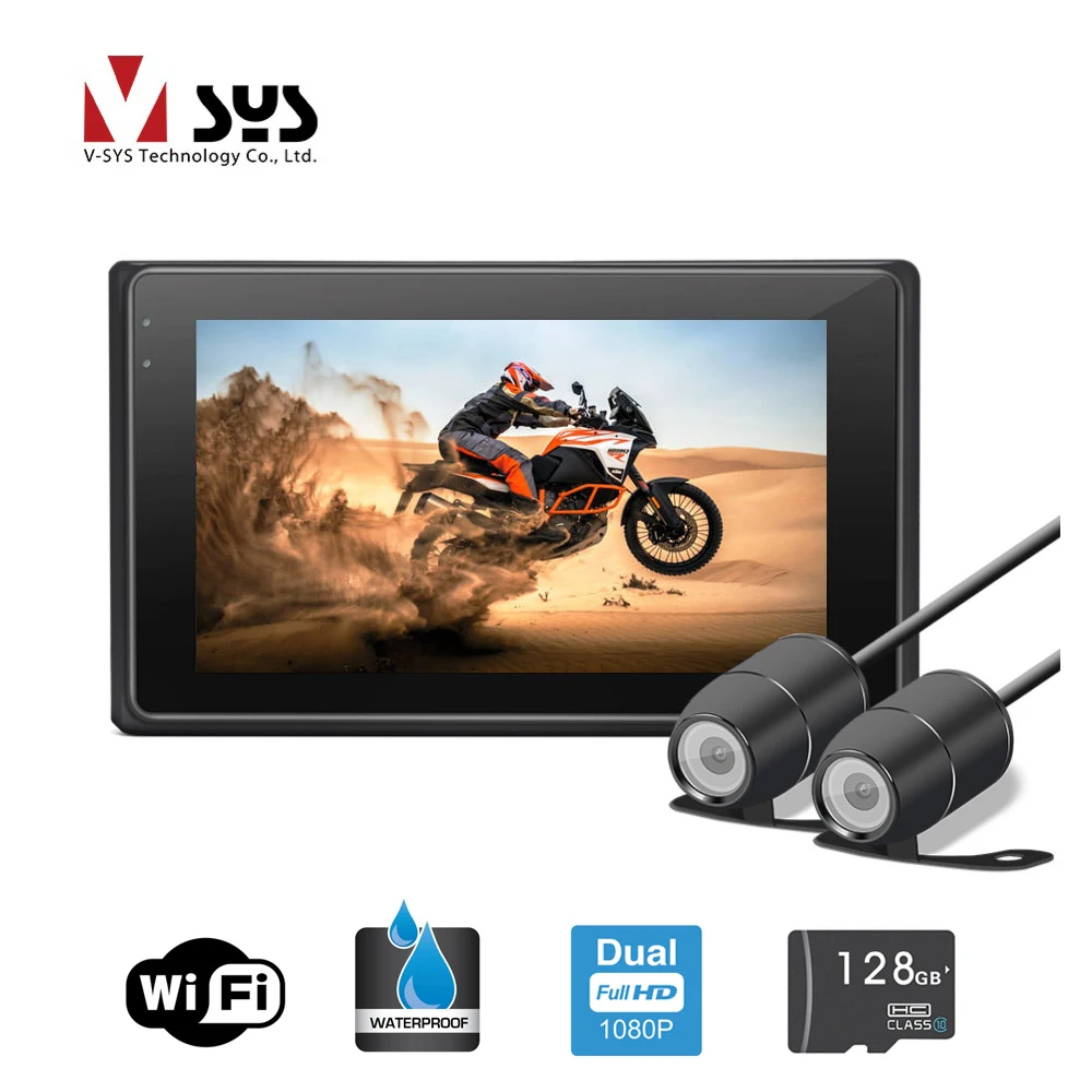 Vsys 3 0 M2F WiFi Motorcycle DVR Dual 1080P Full HD Dash Camera with Waterproof Box