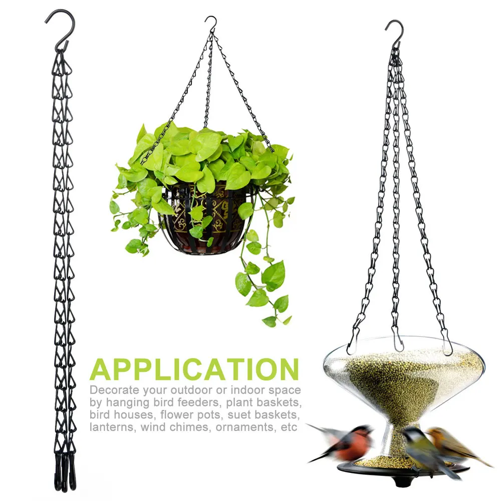 

3 Point Garden Baskets Iron Chain Flower Planter Pots Holder Replacement Hanging Chains with Hook For Home Garden Tools