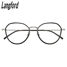 Женские круглые оправы, трендовые оптические очки, прозрачные очки по рецепту, тонкие ножки, пластиковые титановые фиолетовые, 140-50-52