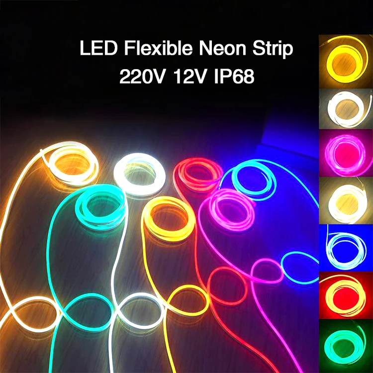 ip68 120led/m водонепроницаемый led neon flex с вилкой led flex tube теплый/холодный белый/R/G/B/RGB