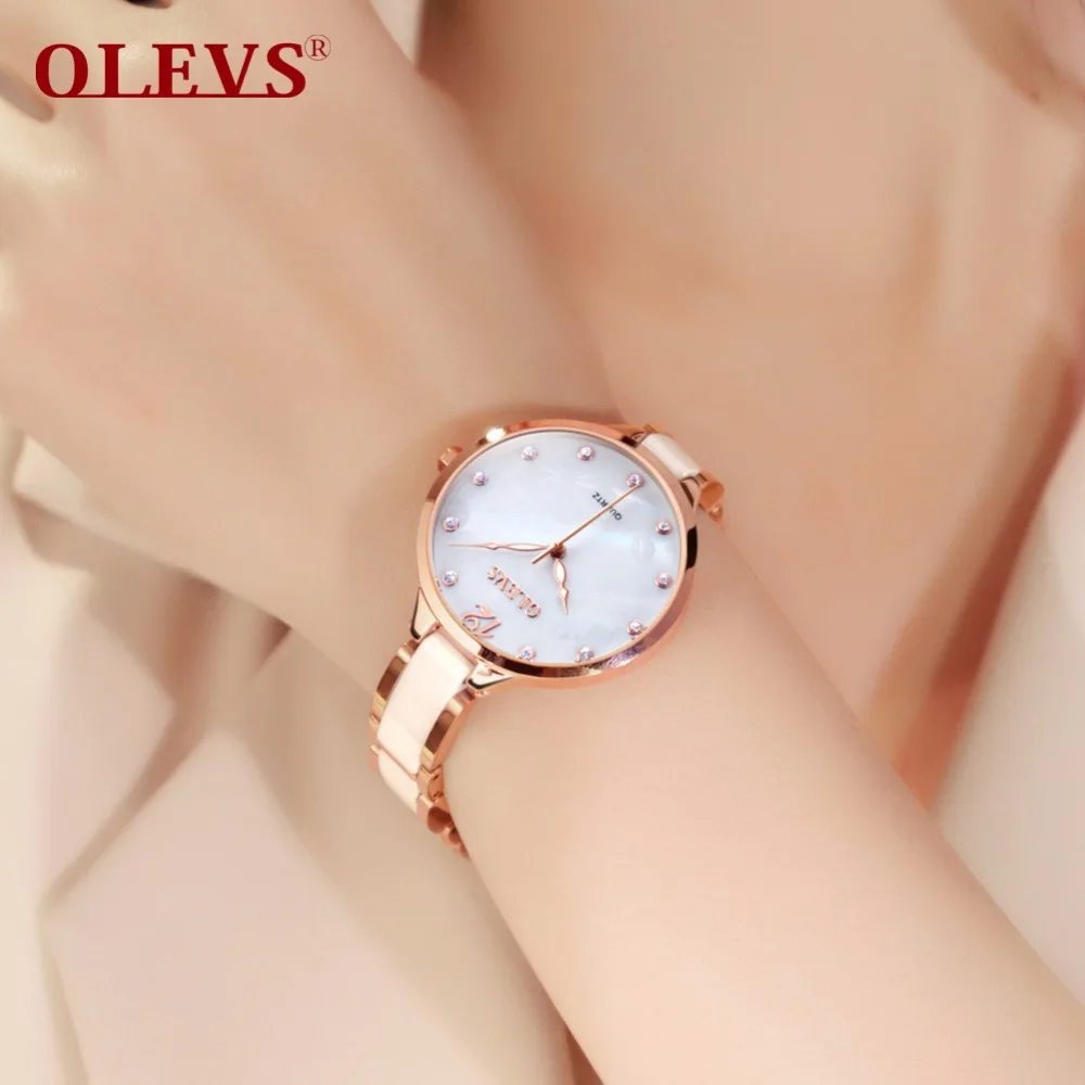 OLEVS Rose gold Luxury Women watches Steel ceramic womens watches with rhinestones Quartz Ladies watch waterproof relogio Clock OLEVS Rose gold Luxury Women watches Steel ceramic womens watches with rhinestones Quartz Ladies watch waterproof relogio Clock