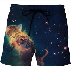 Новая мода Пляжные шорты 3D принт Space Cat планета Для мужчин korte broek Фитнес доска Шорты для женщин Треники плюс Размеры 6xl брендовая одежда