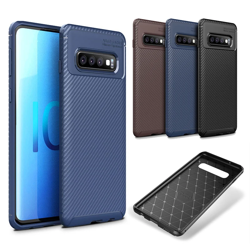 

Phone Case Cover Shockproof Soft TPU Phone Case Cover Carbon Fiber Pattern Back Protect Case For Samsung S10/S10E/S10 Plus