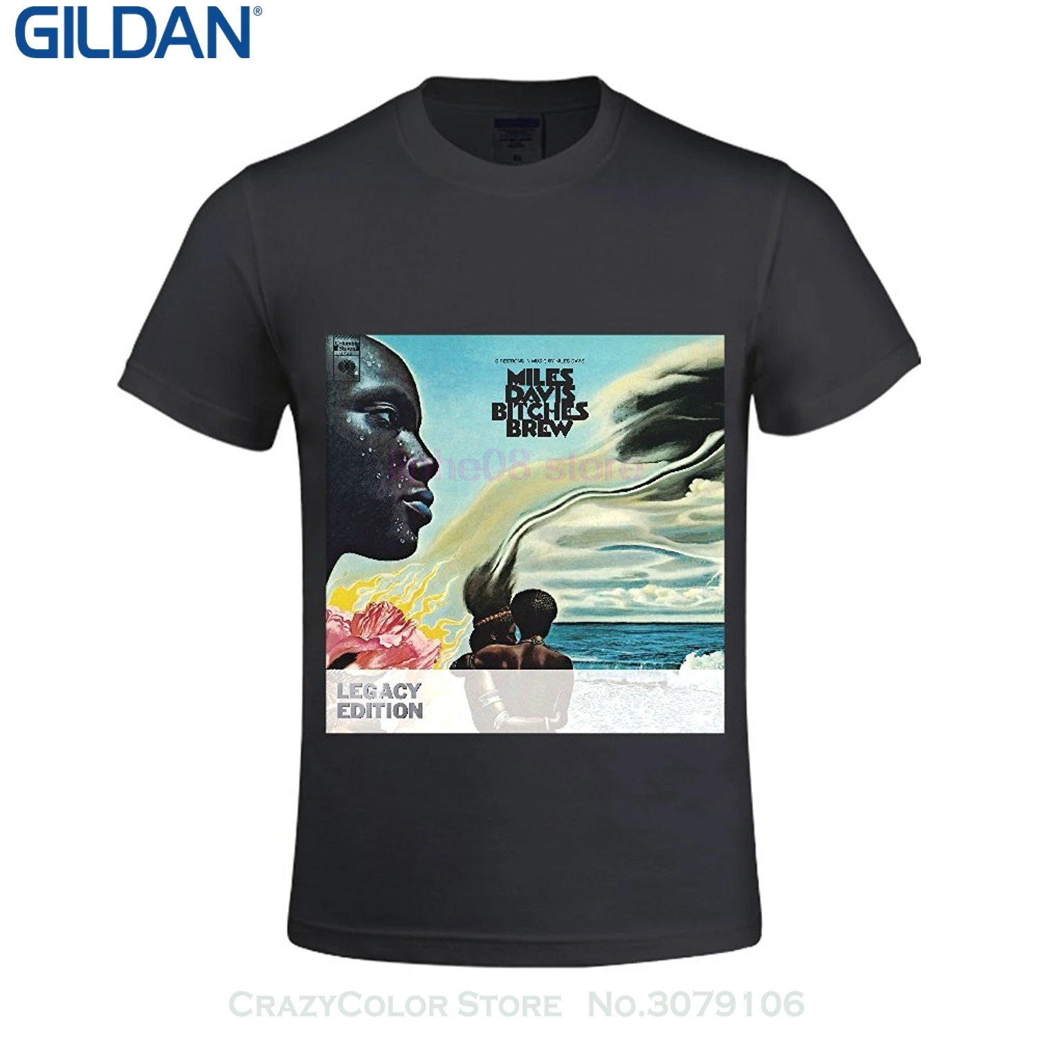 

GILDAN New Brand-clothing T Shirts Miles Davis Bitches Brew Men T Shirts Crew Neck Customized
