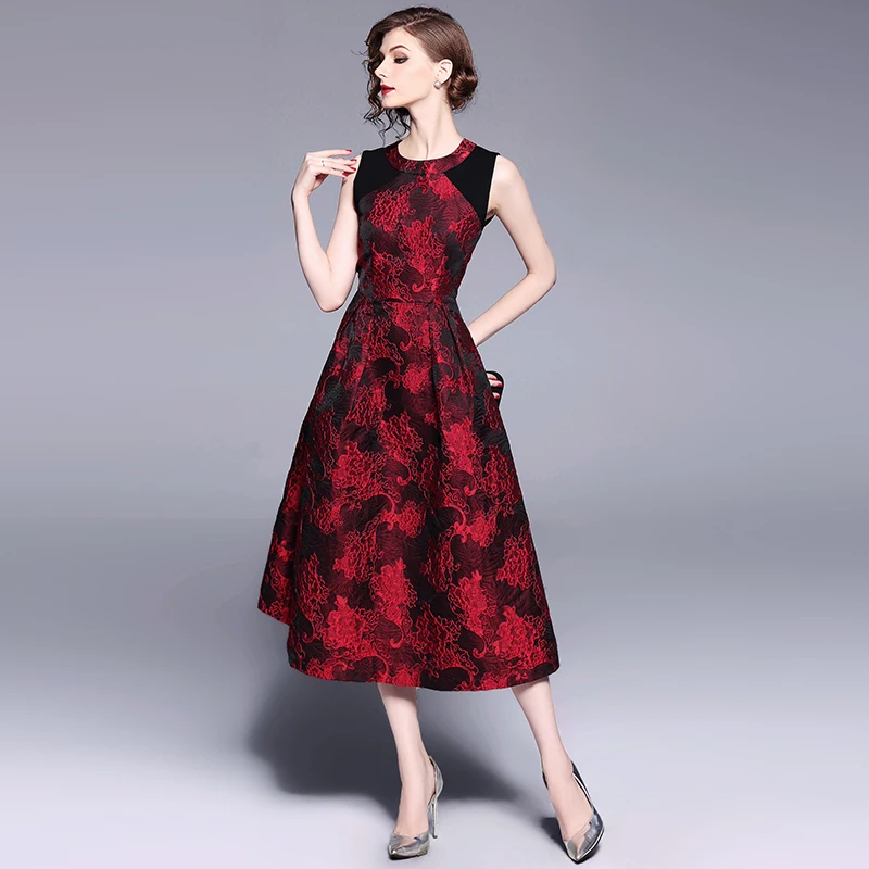 european fashion lady dress spring and summer heavy embroidery