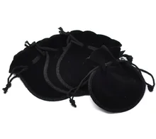 DoreenBeads hot- 20PCs Black Velvet Drawstring Pouches Jewellery Present Bag with String 9×7.5cm(Three-1/2″x3″) (B18502)