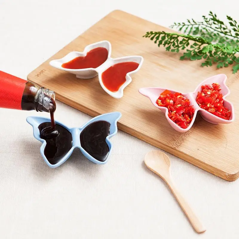 

1Pc Butterfly Shape Dish Bowl Wheat Straw Soy Sauce Dish Rice Bowl Plate Japanese Tableware Food Container #A10