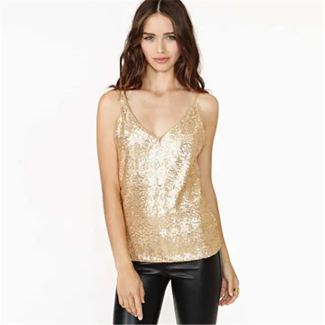 gold sequin tank top