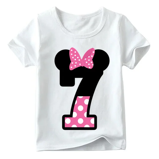 Baby Boys/Girls Happy Birthday Letter Bow Cute Print Clothes Children Funny T shirt,Kids Number 1-9 Birthday Present,ooo2416 White G