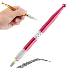 1 шт. Нержавеющая сталь Татуировка ручка microblading ручка татуировки Постоянный Макияж брови татуировки руководство ручка иглы слот лезвие косметика карандаш для бровей тени для бровей для бровей краска для бровей