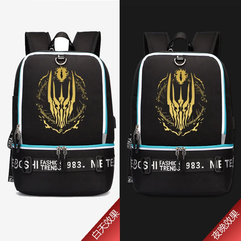 

The Hobbit The Lord of the Rings Eye of Sauron Printing Backpack USB Charging Laptop Backpack Men Travel Backpack Canvas Bags