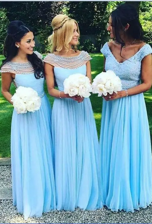 2017 Elegant Turquoise Bridesmaid Dress New Arrival A line Pearls Tulle